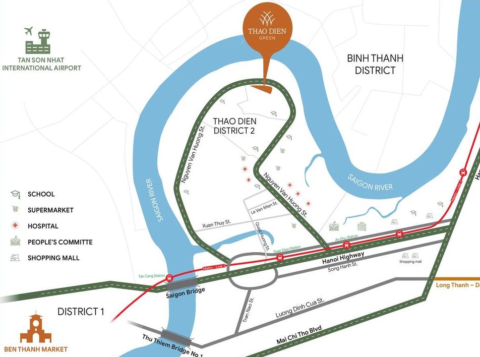 Vị trí Thảo Điền Green 192 Nguyễn Văn Hưởng