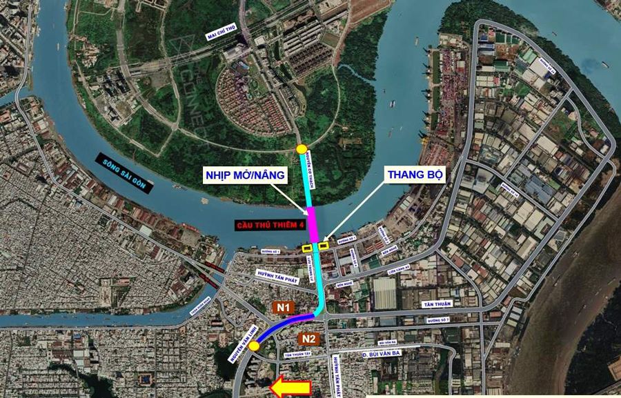 Phối cảnh thực tế cầu Thủ Thiêm 4 kết nối Quận 2 và Quận 7