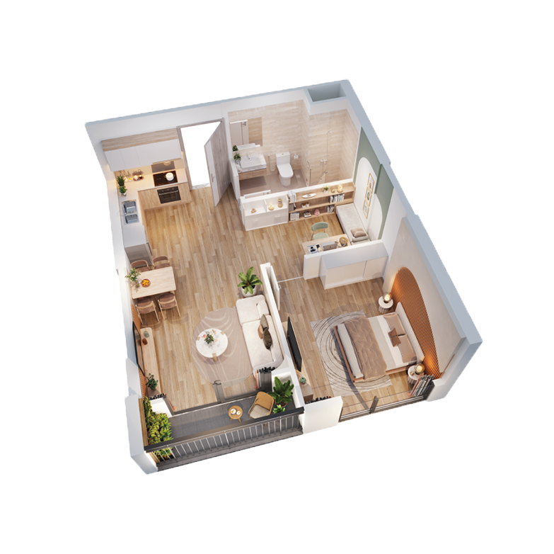Căn hộ 1PN Palm River